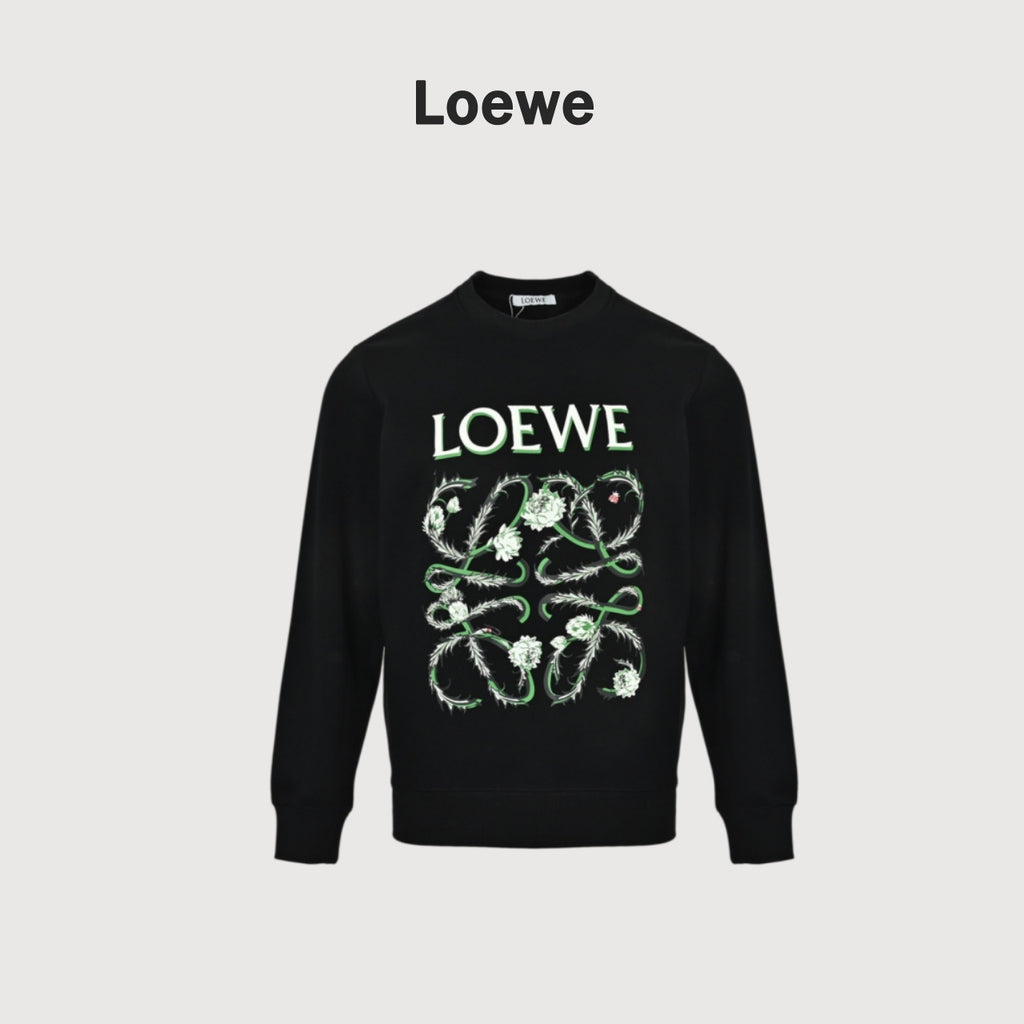 Loewe Black Floral Vine Logo Crewneck Sweatshirt