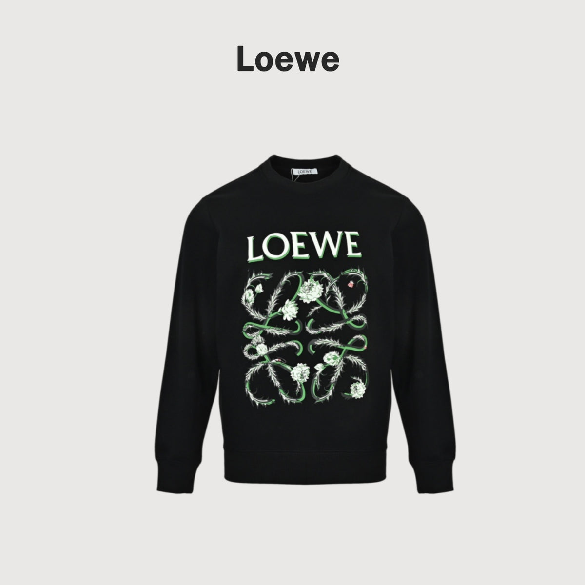 Loewe Black Floral Vine Logo Crewneck Sweatshirt