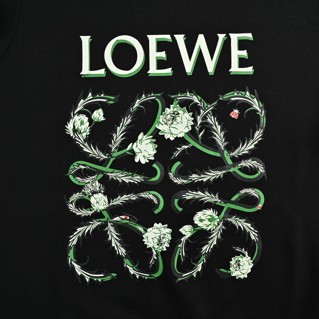 Loewe Black Floral Vine Logo Crewneck Sweatshirt
