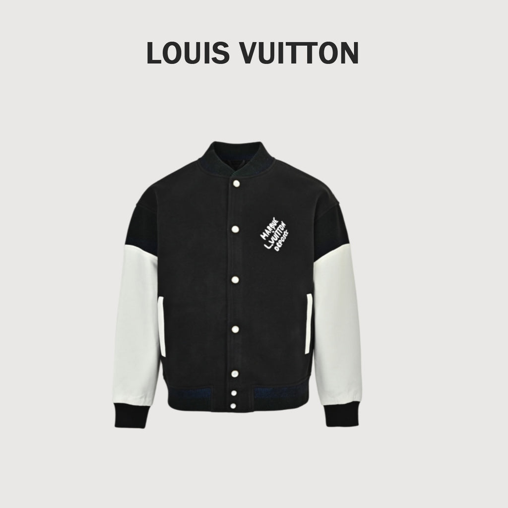 Louis Vuitton Black and White Embroidered Varsity Jacket
