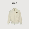 Dior Cream DIORTEARS 47 Embroidered Zip-Up Varsity Jacket