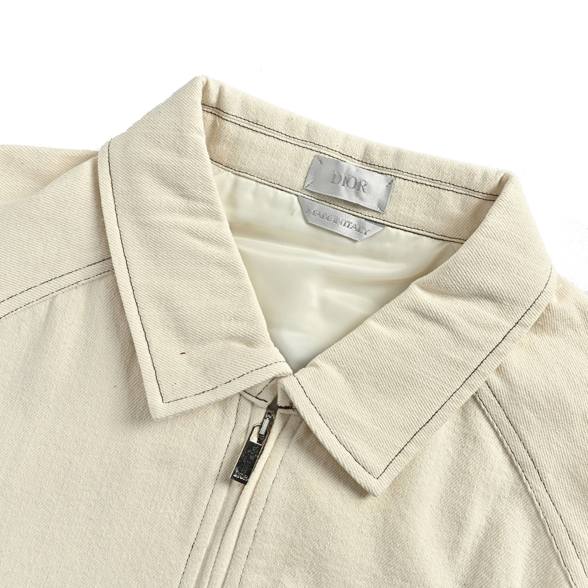 Dior Cream DIORTEARS 47 Embroidered Zip-Up Varsity Jacket