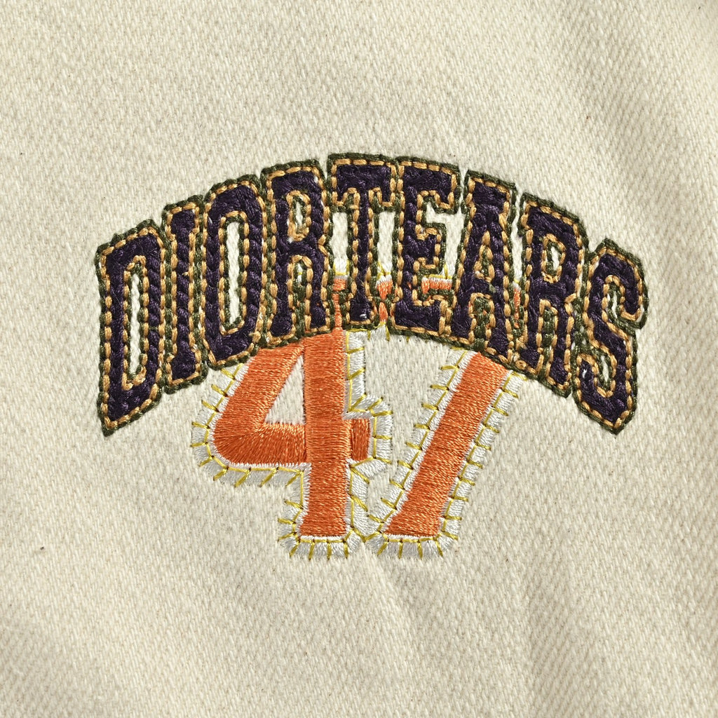 Dior Cream DIORTEARS 47 Embroidered Zip-Up Varsity Jacket