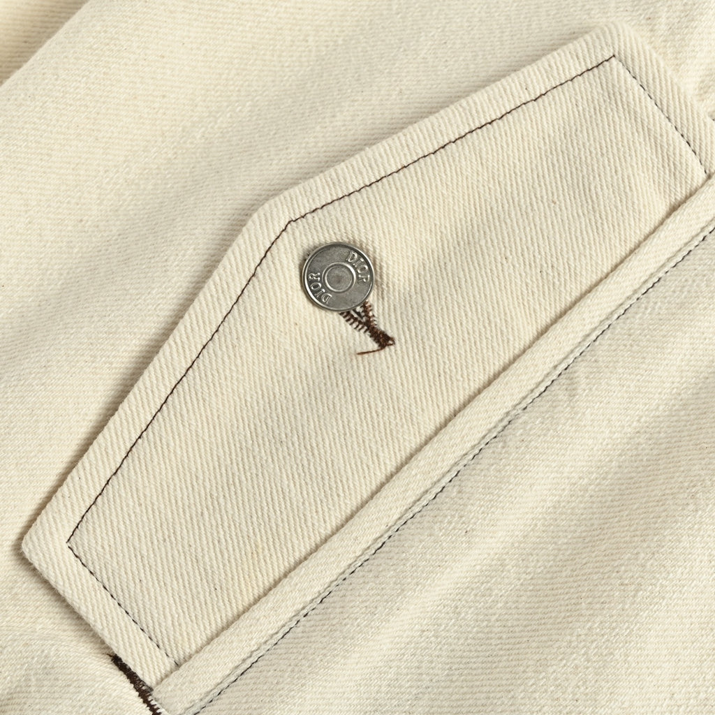 Dior Cream DIORTEARS 47 Embroidered Zip-Up Varsity Jacket