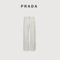 Prada 25SS White Carpenter Jeans with Triangle Leather Badge
