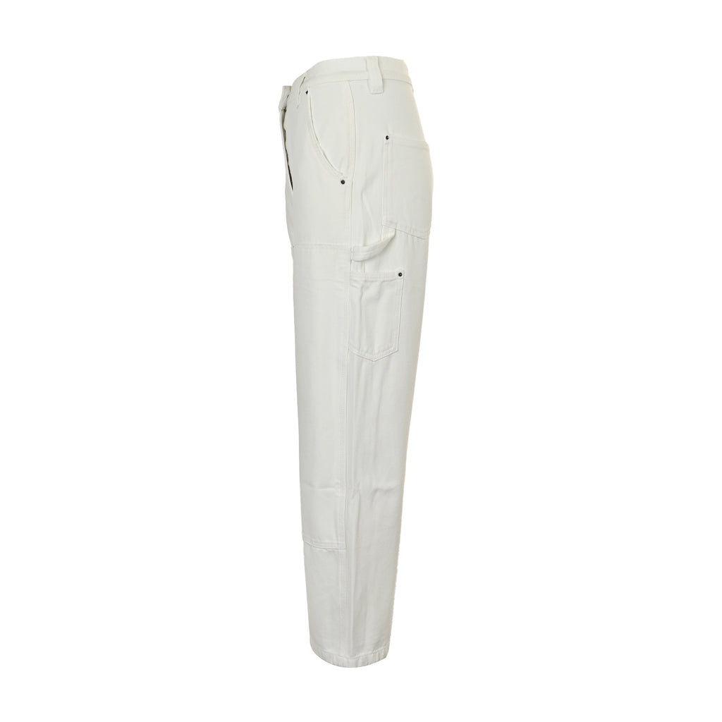 Prada 25SS White Carpenter Jeans with Triangle Leather Badge
