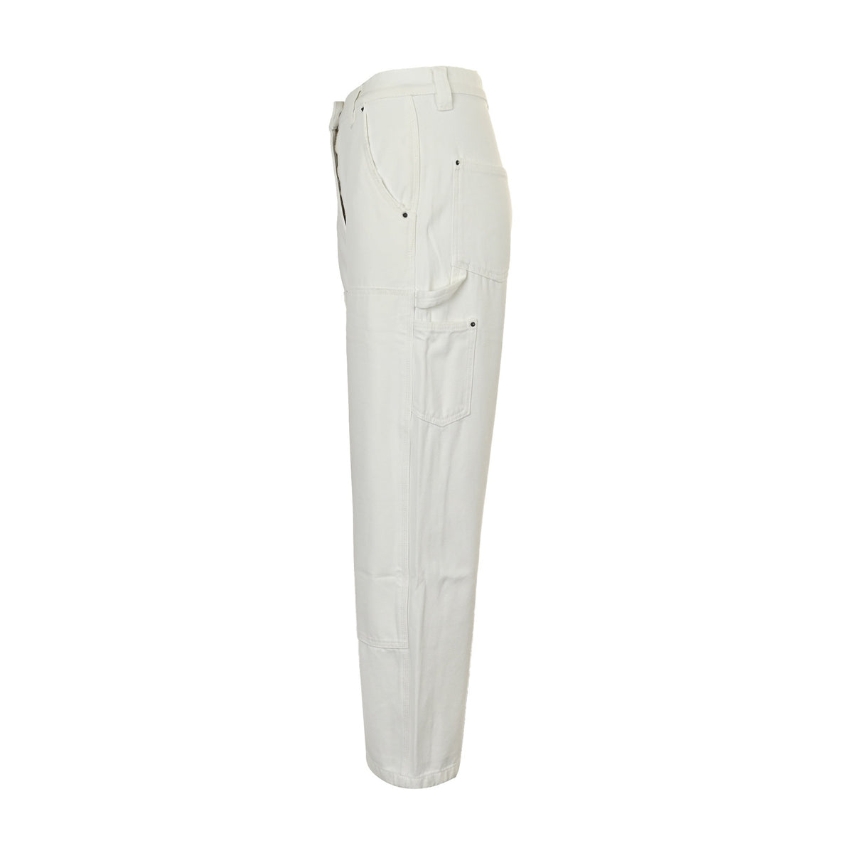 Prada 25SS White Carpenter Jeans with Triangle Leather Badge