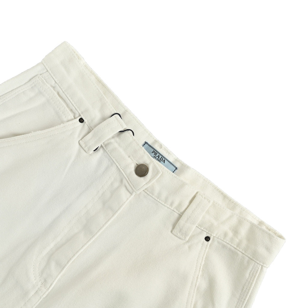 Prada 25SS White Carpenter Jeans with Triangle Leather Badge