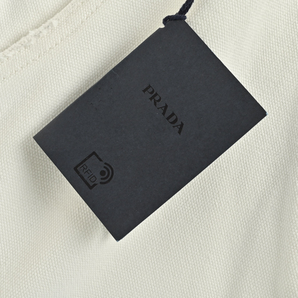 Prada 25SS White Carpenter Jeans with Triangle Leather Badge