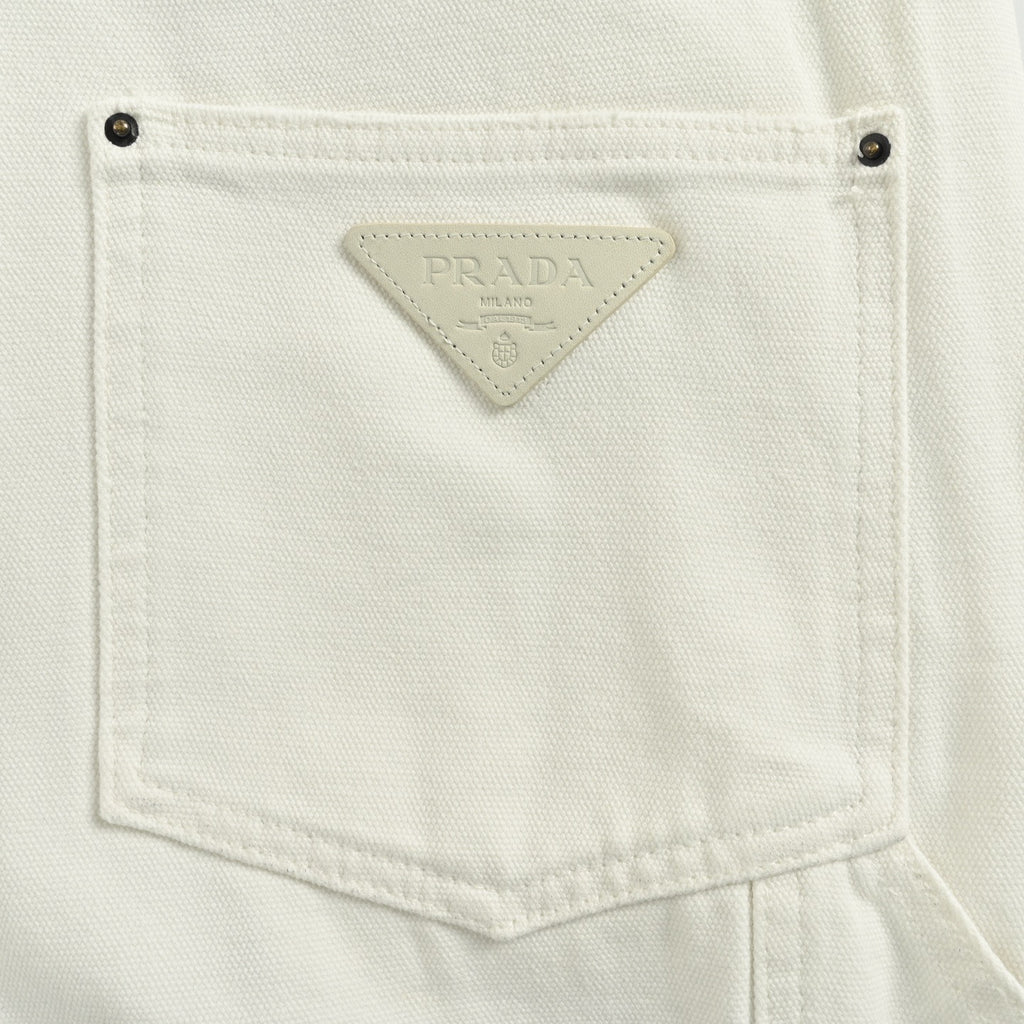 Prada 25SS White Carpenter Jeans with Triangle Leather Badge