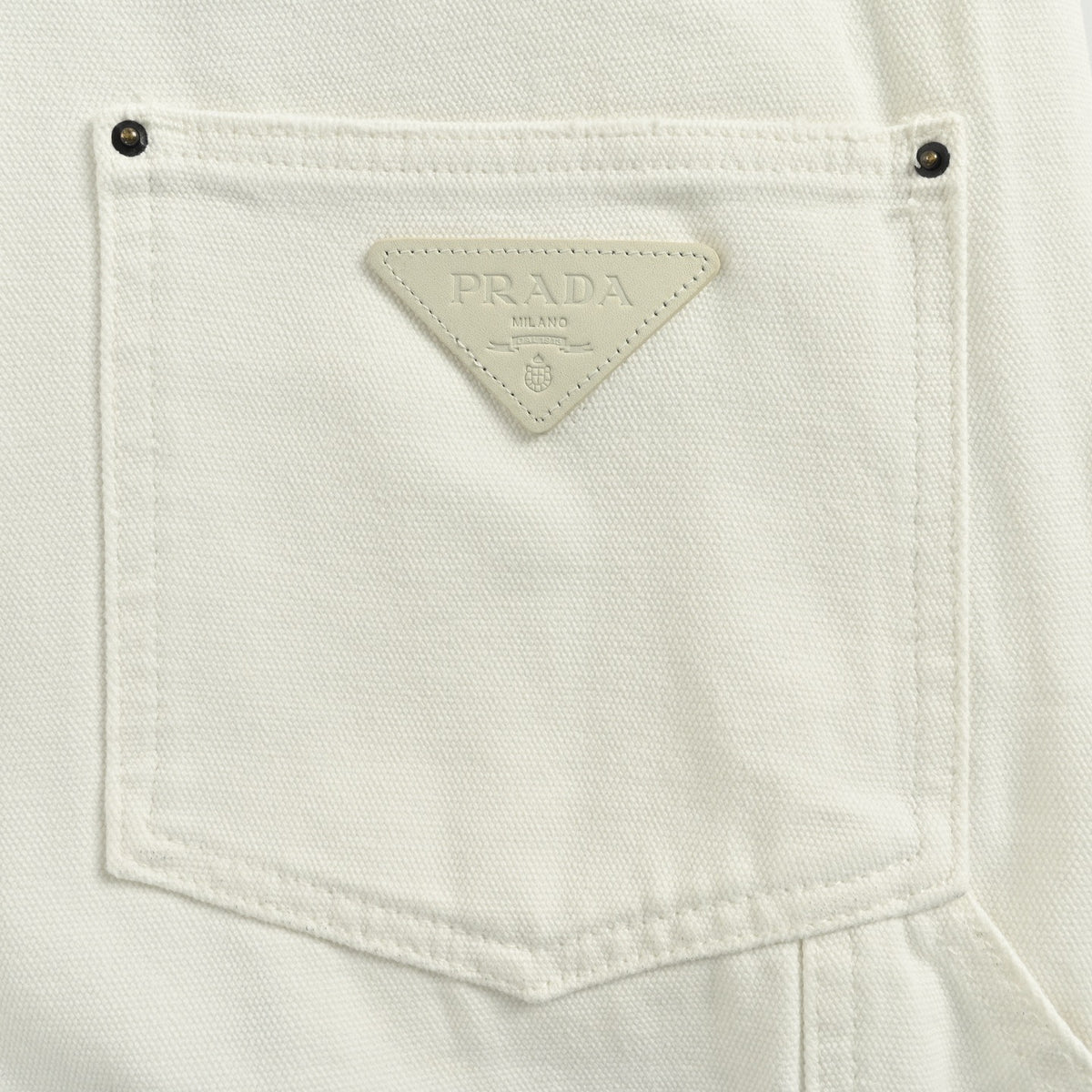 Prada 25SS White Carpenter Jeans with Triangle Leather Badge