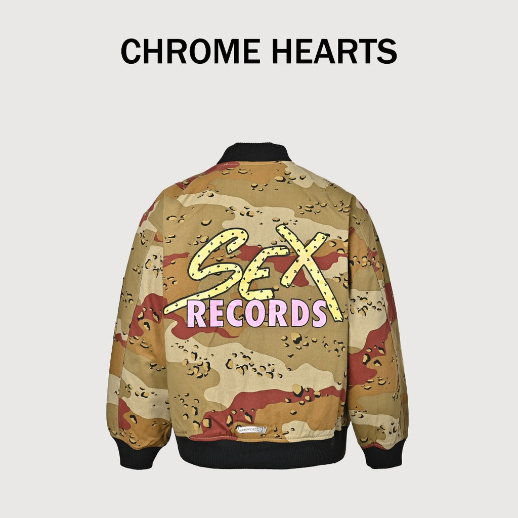 Chrome Hearts Desert Camo Graphic Zip-Up Bomber Jacket