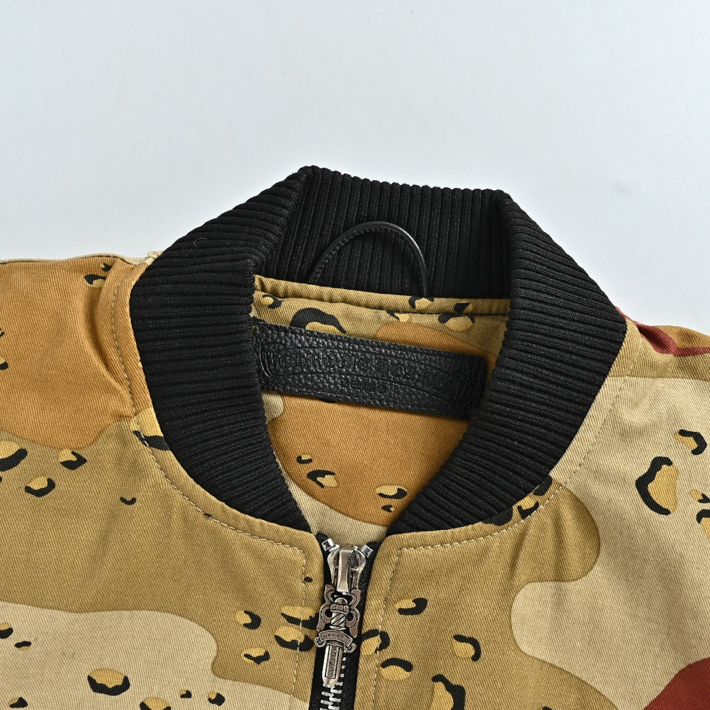 Chrome Hearts Desert Camo Graphic Zip-Up Bomber Jacket