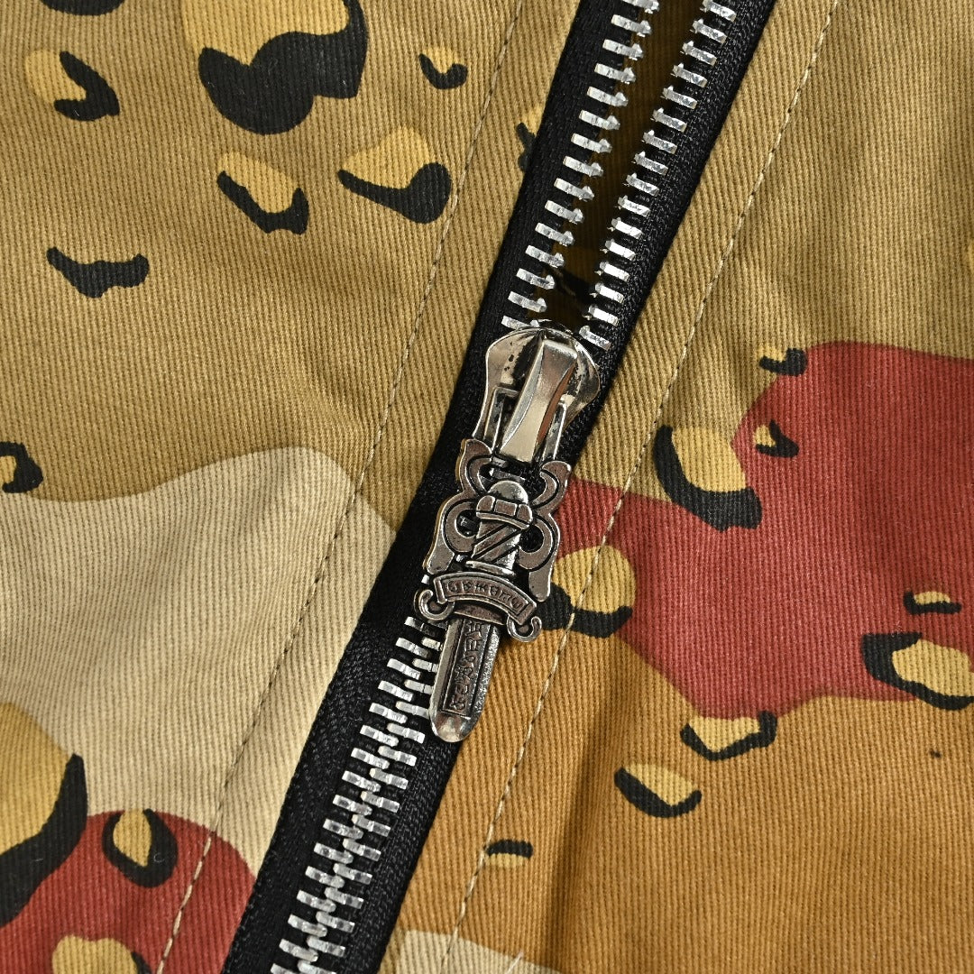 Chrome Hearts Desert Camo Graphic Zip-Up Bomber Jacket