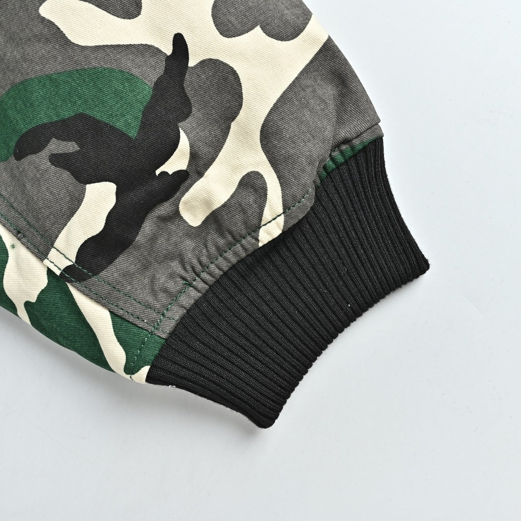 Chrome Hearts Green Camo Graphic Zip-Up Bomber Jacket
