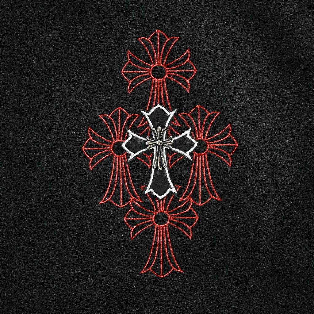 Chrome Hearts Black Ornate Graphic Varsity Jacket
