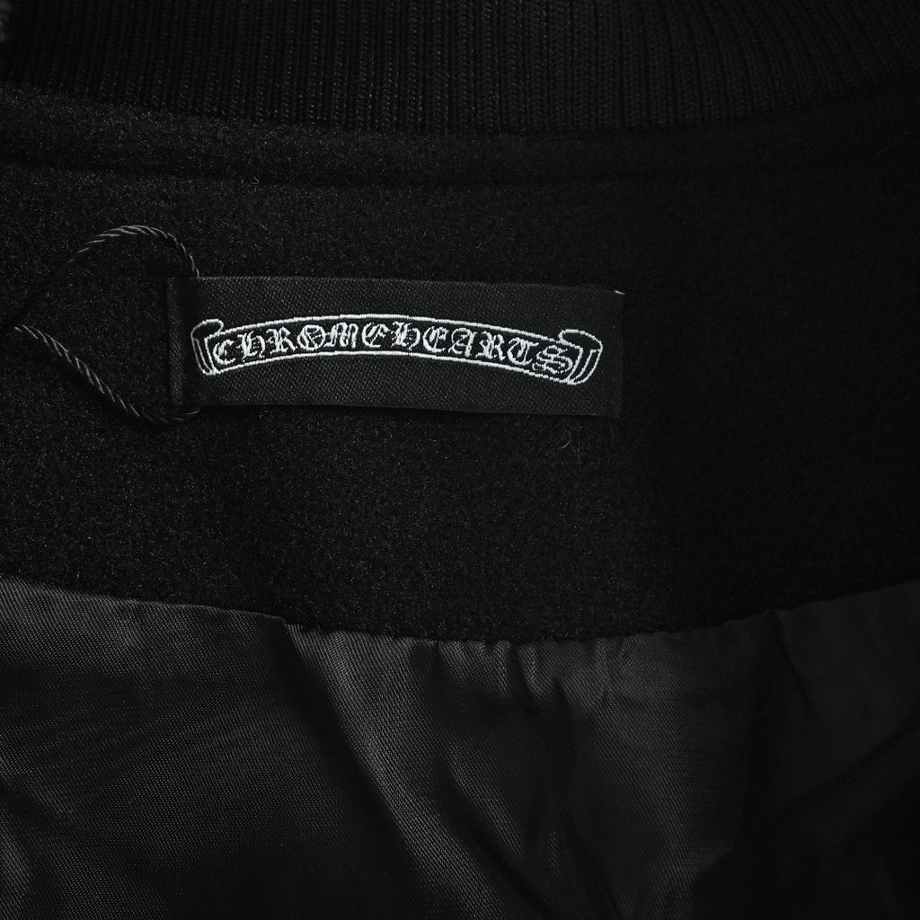 Chrome Hearts Black Ornate Graphic Varsity Jacket