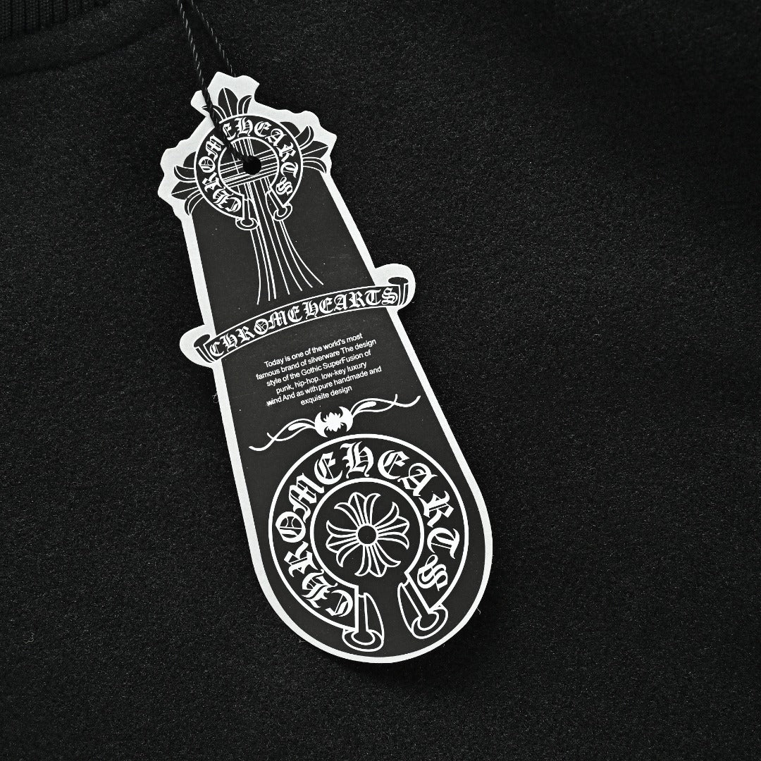 Chrome Hearts Black Ornate Graphic Varsity Jacket