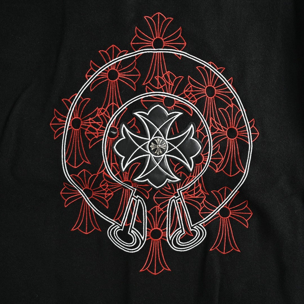 Chrome Hearts Black Ornate Graphic Varsity Jacket