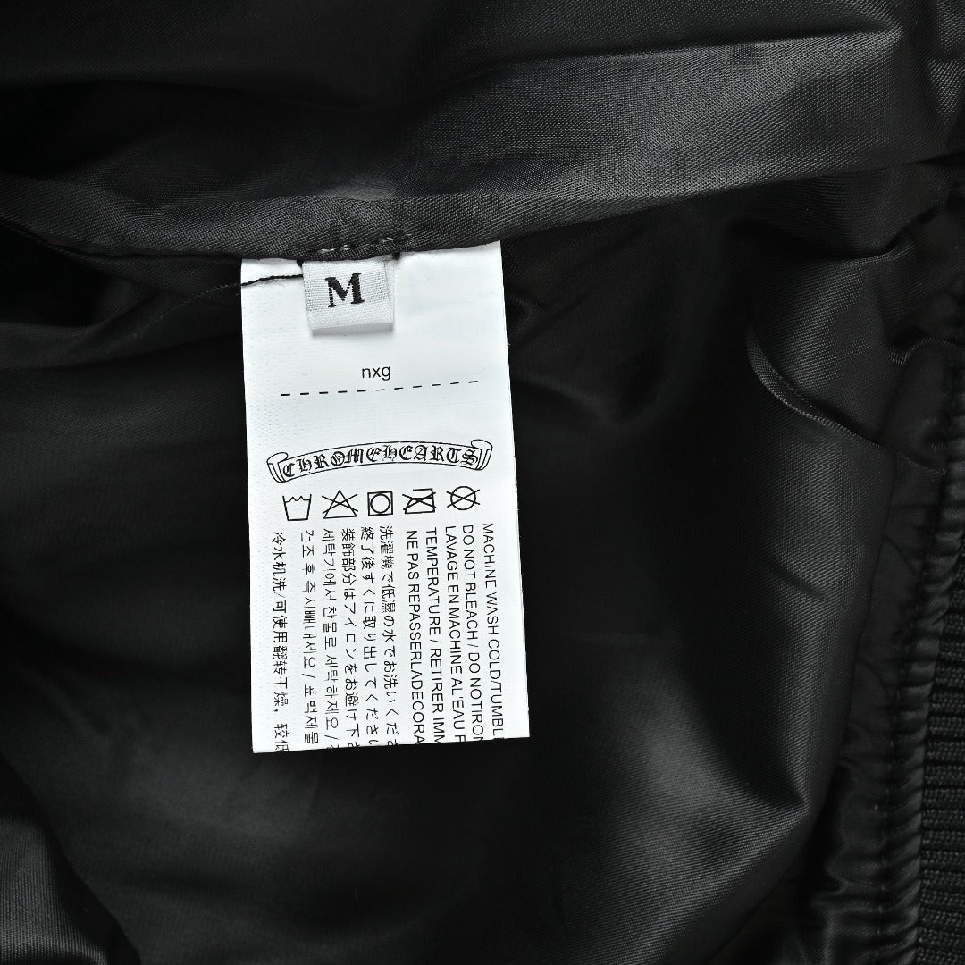 Chrome Hearts Black Ornate Graphic Varsity Jacket