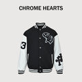 Chrome Hearts Black and White Duck Graphic Varsity Jacket