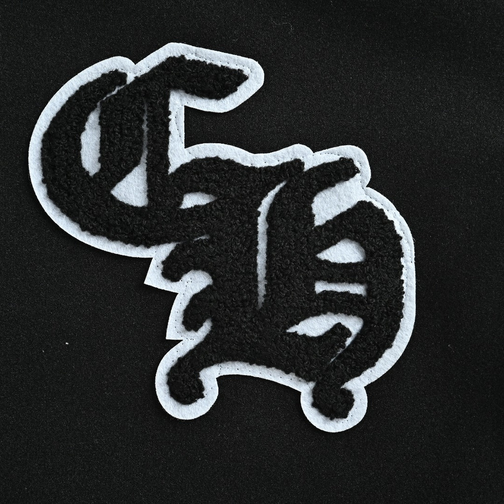 Chrome Hearts Black and White Duck Graphic Varsity Jacket