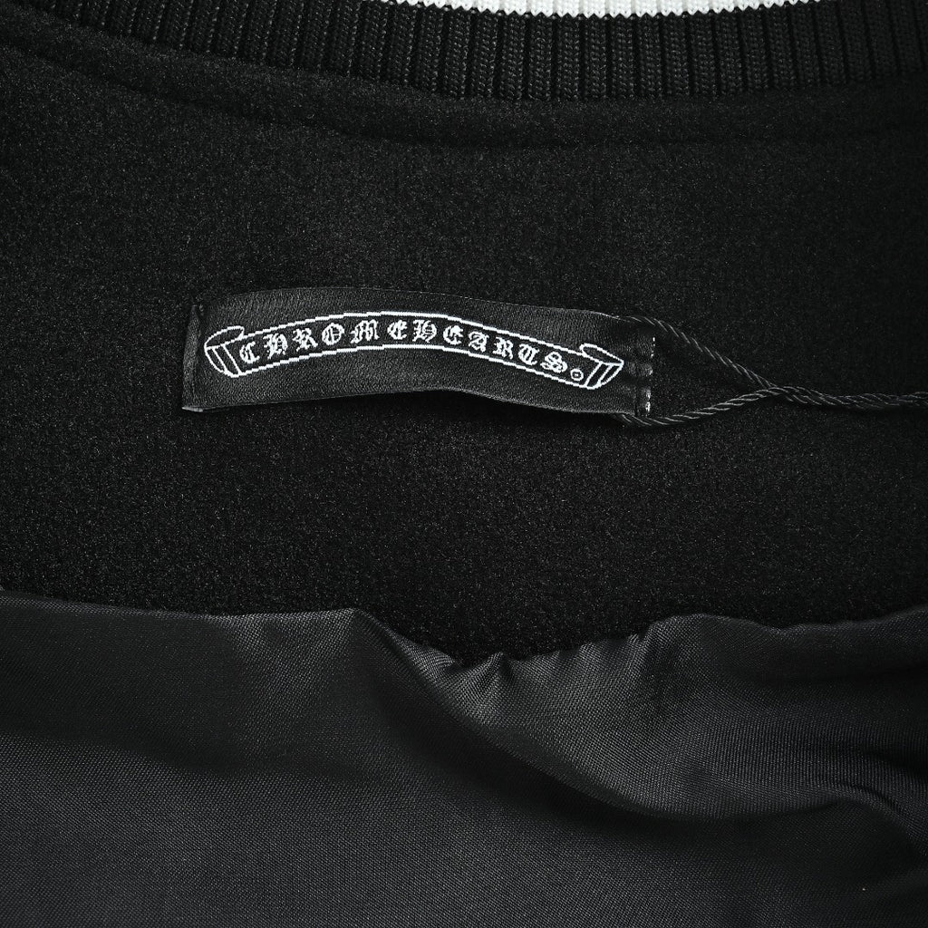 Chrome Hearts Black and White Duck Graphic Varsity Jacket