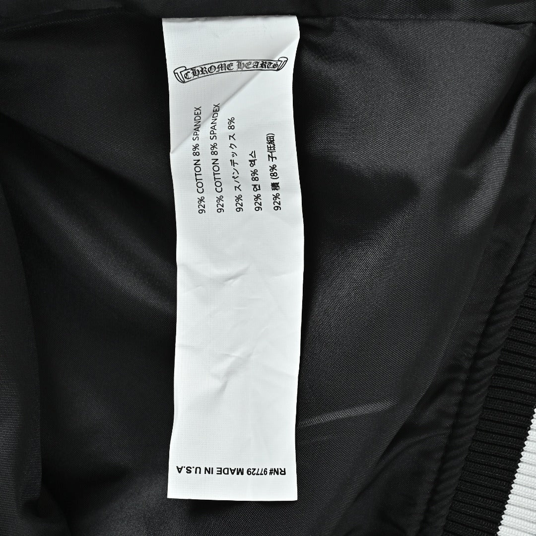 Chrome Hearts Black and White Duck Graphic Varsity Jacket