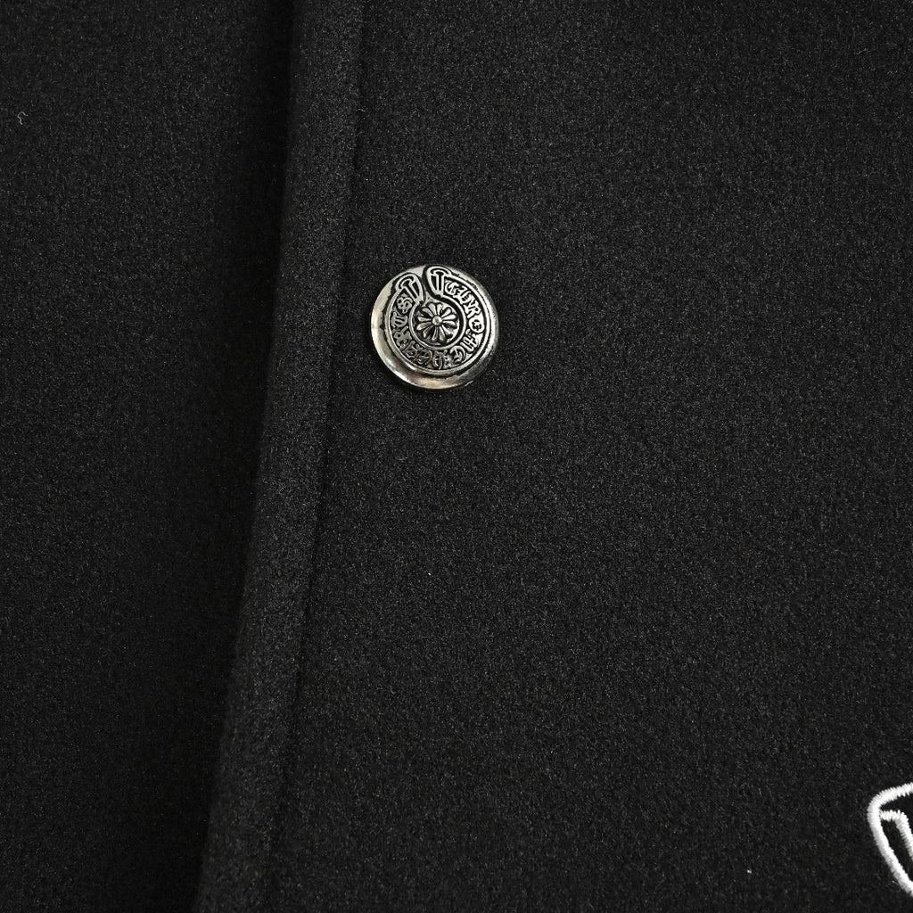 Chrome Hearts Black and White Circular Logo Varsity Jacket