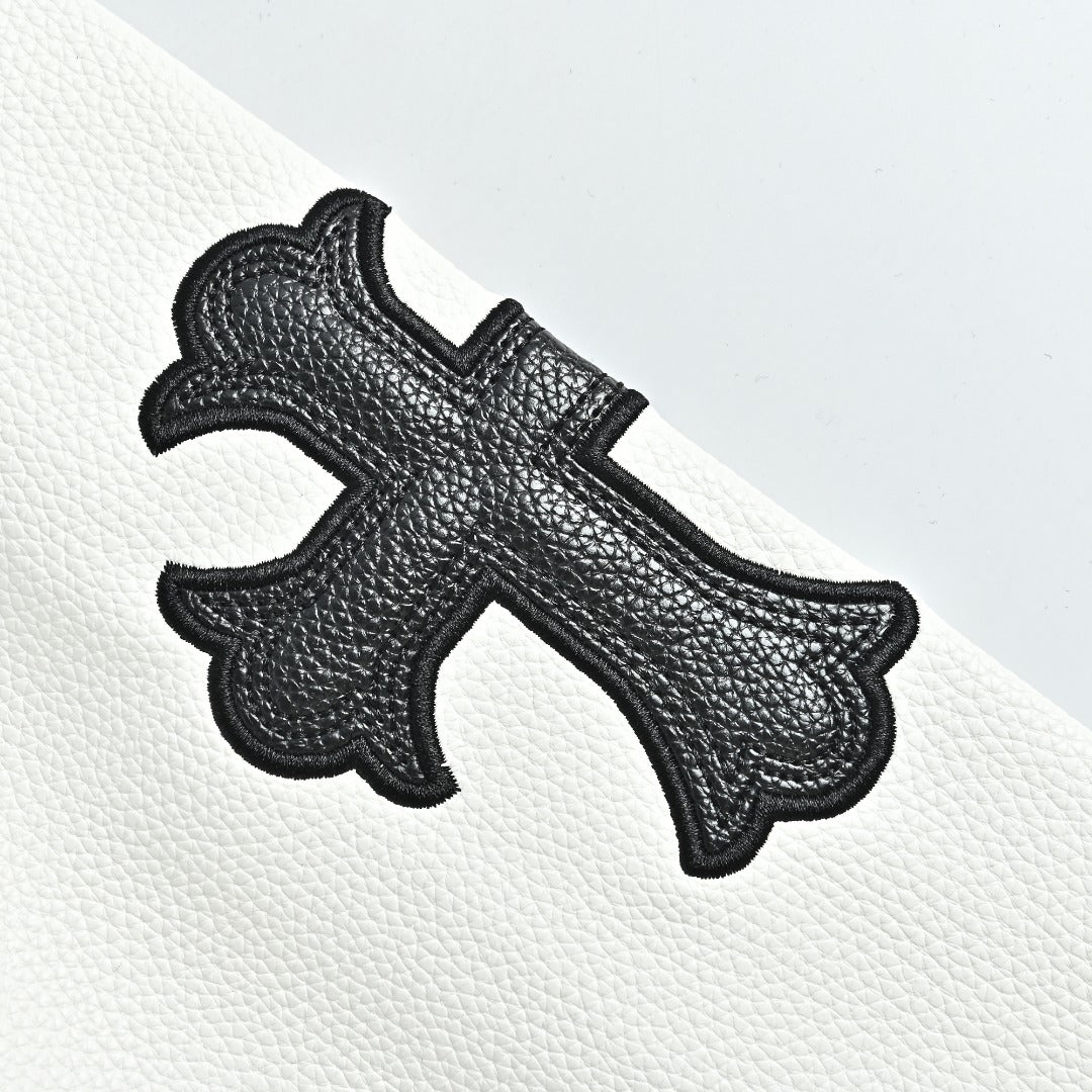 Chrome Hearts Black and White Circular Logo Varsity Jacket