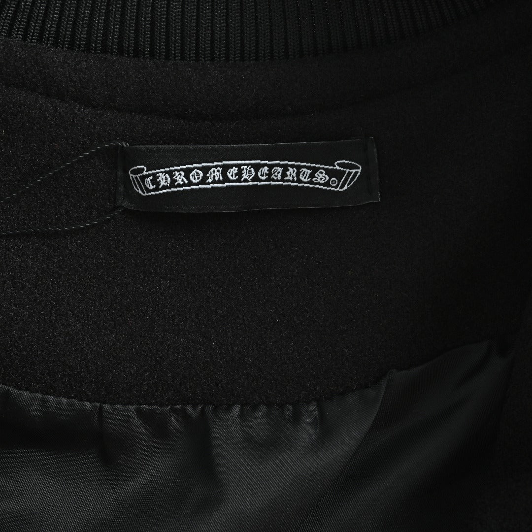 Chrome Hearts Black and White Circular Logo Varsity Jacket