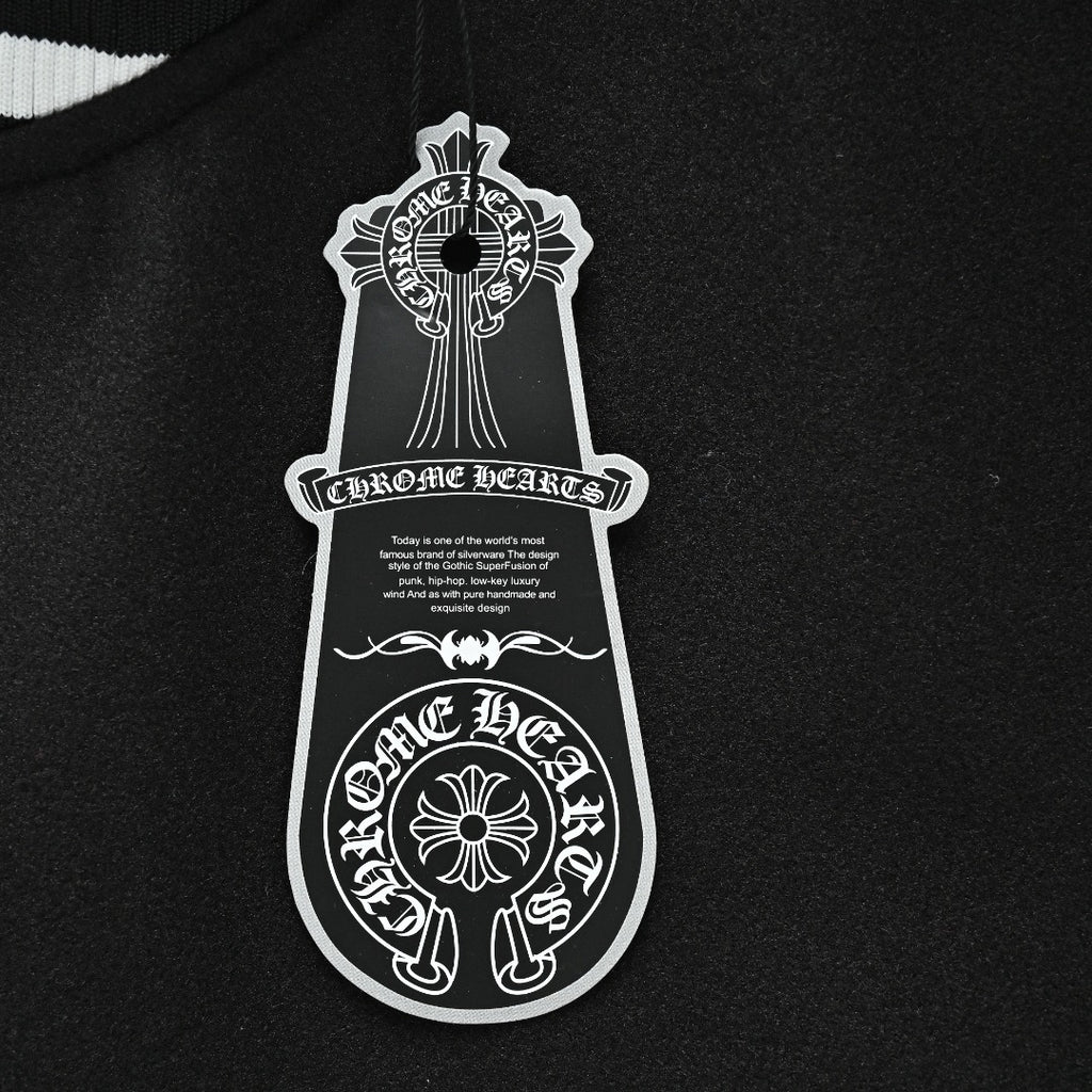 Chrome Hearts Black and White Circular Logo Varsity Jacket