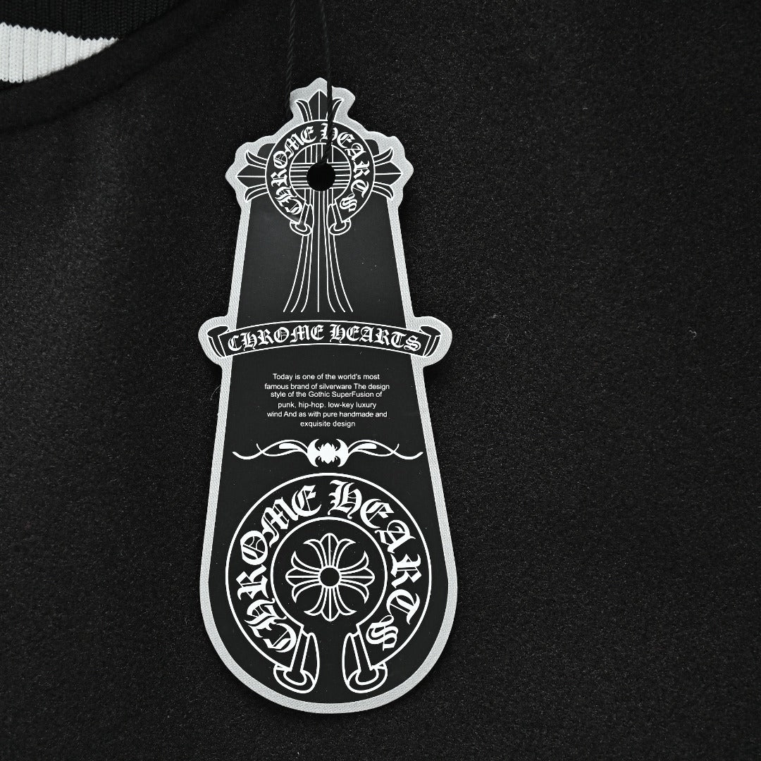 Chrome Hearts Black and White Circular Logo Varsity Jacket