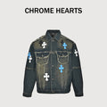 Chrome Hearts Distressed Cross Motif Denim Jacket