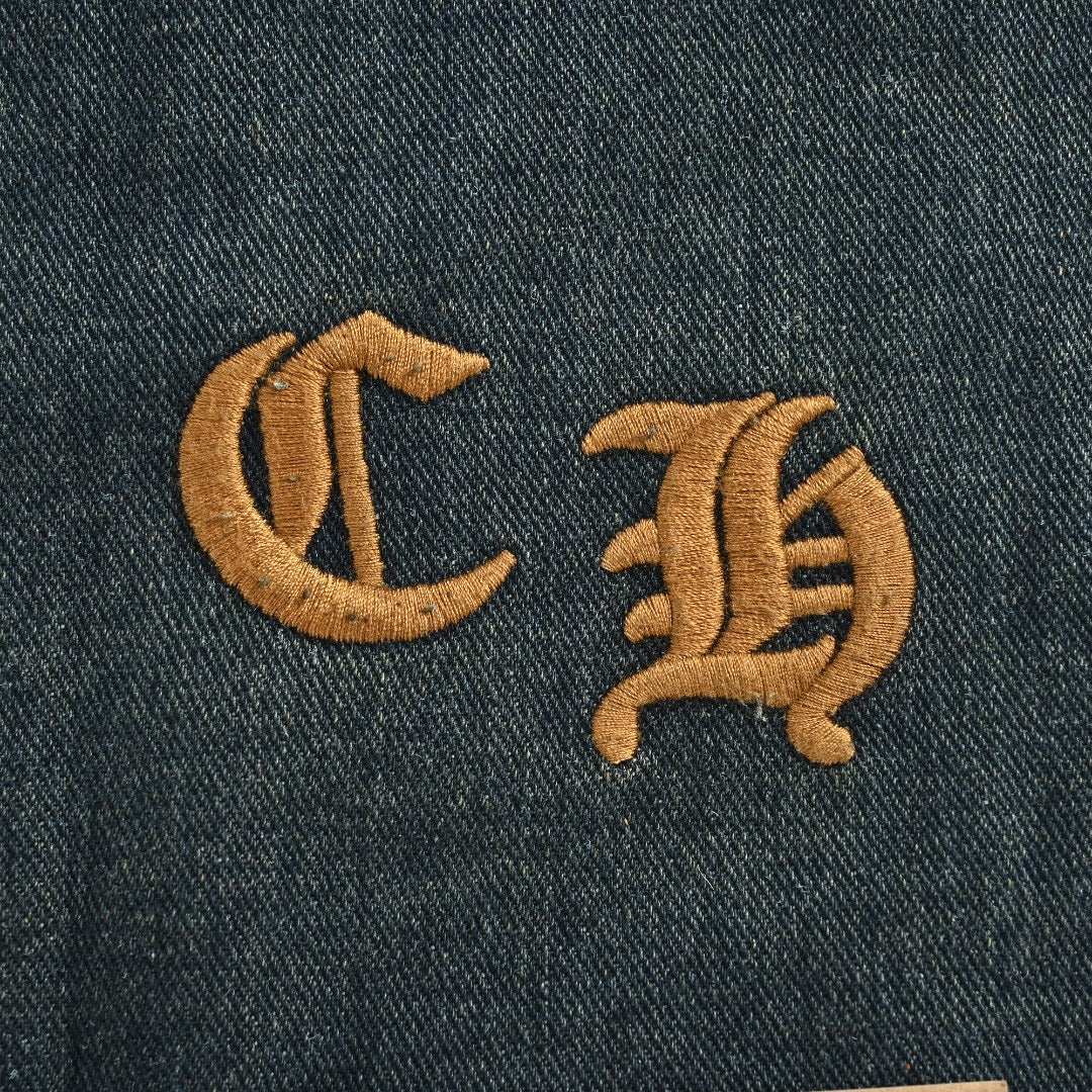 Chrome Hearts Distressed Cross Motif Denim Jacket