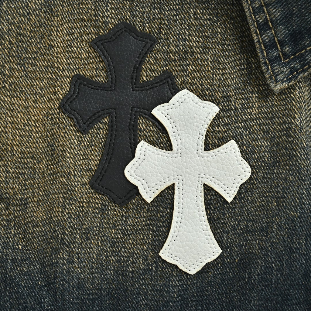 Chrome Hearts Distressed Cross Motif Denim Jacket