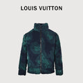 Louis Vuitton Dark Green Patterned Zip-Up Teddy Jacket