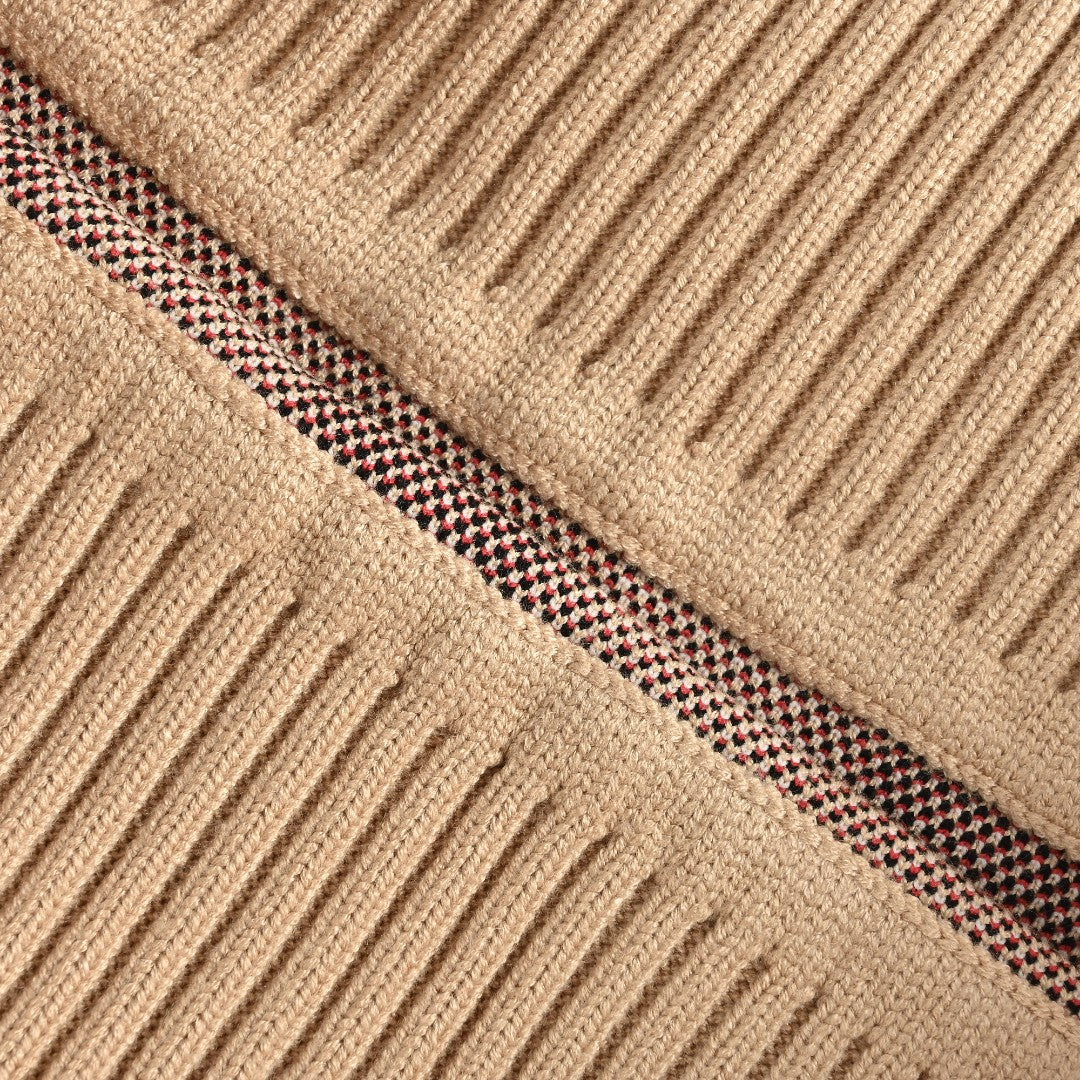 Burberry Beige Check Crewneck Knit Sweater
