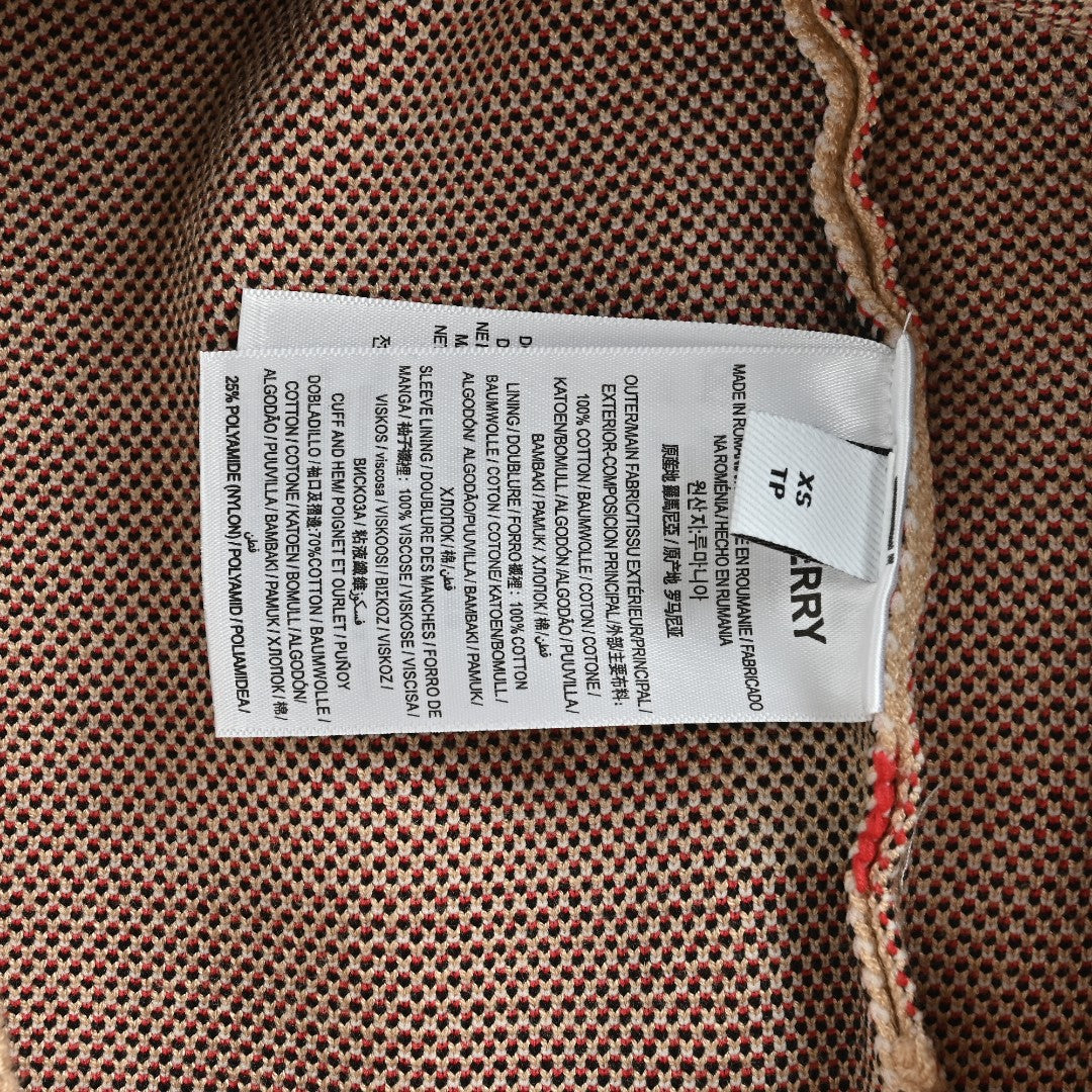Burberry Beige Check Crewneck Knit Sweater