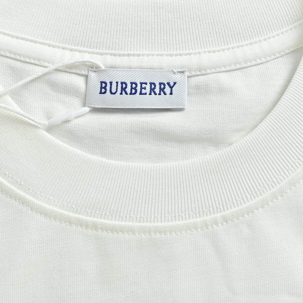 Burberry White Equestrian Knight Long-Sleeve T-Shirt