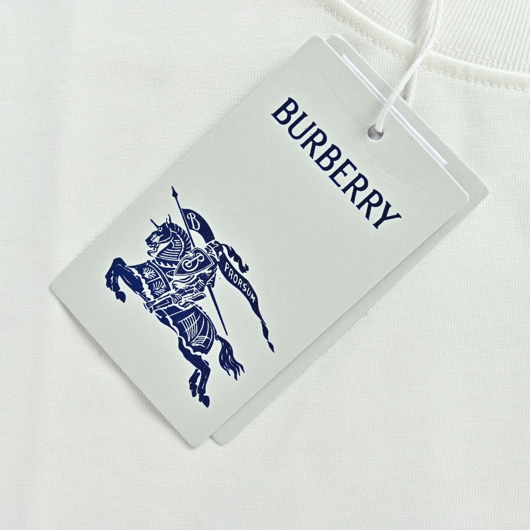 Burberry White Equestrian Knight Long-Sleeve T-Shirt