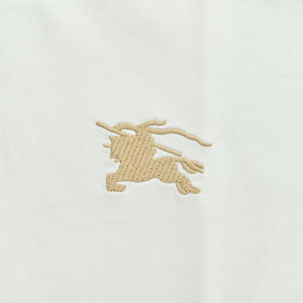 Burberry White Equestrian Knight Long-Sleeve T-Shirt