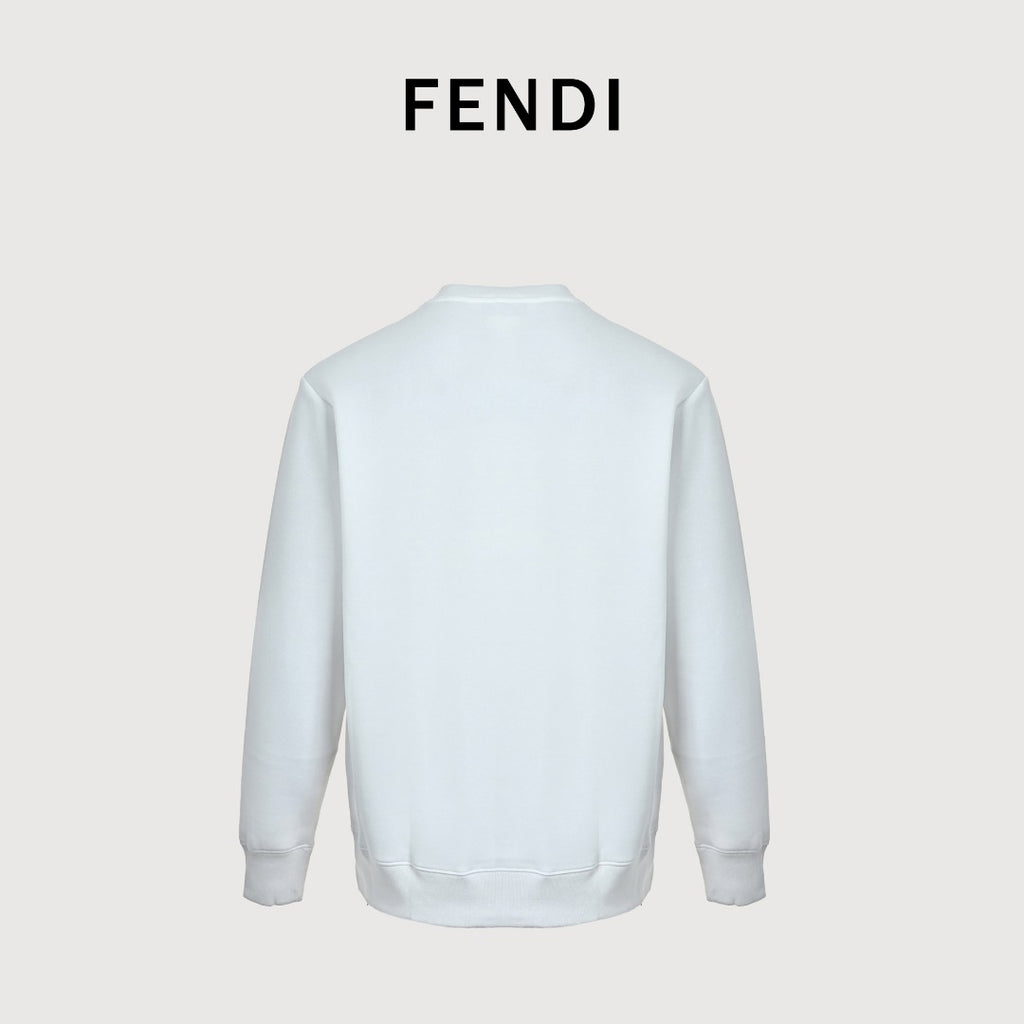 Fendi White Cartoon-Style Logo Crewneck Sweatshirt