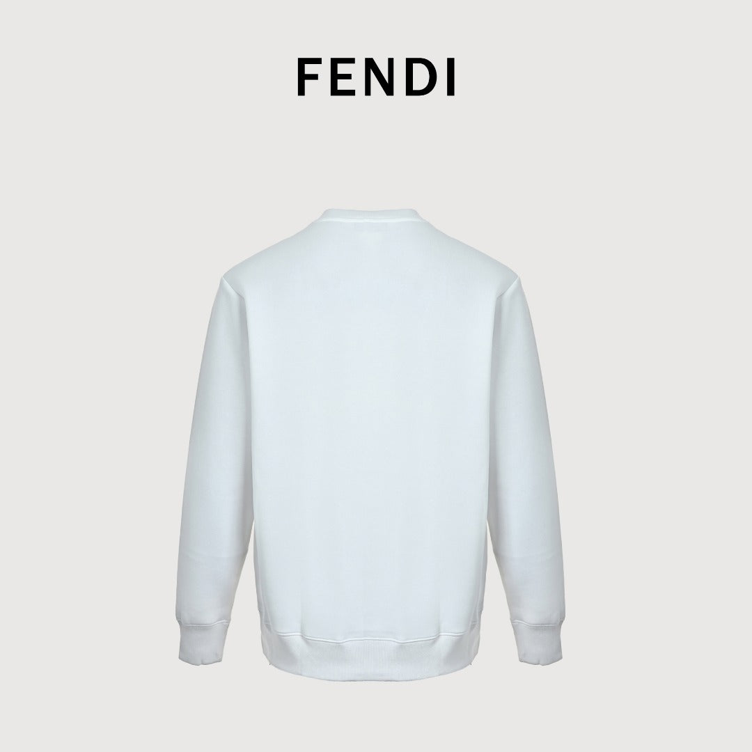 Fendi White Cartoon-Style Logo Crewneck Sweatshirt