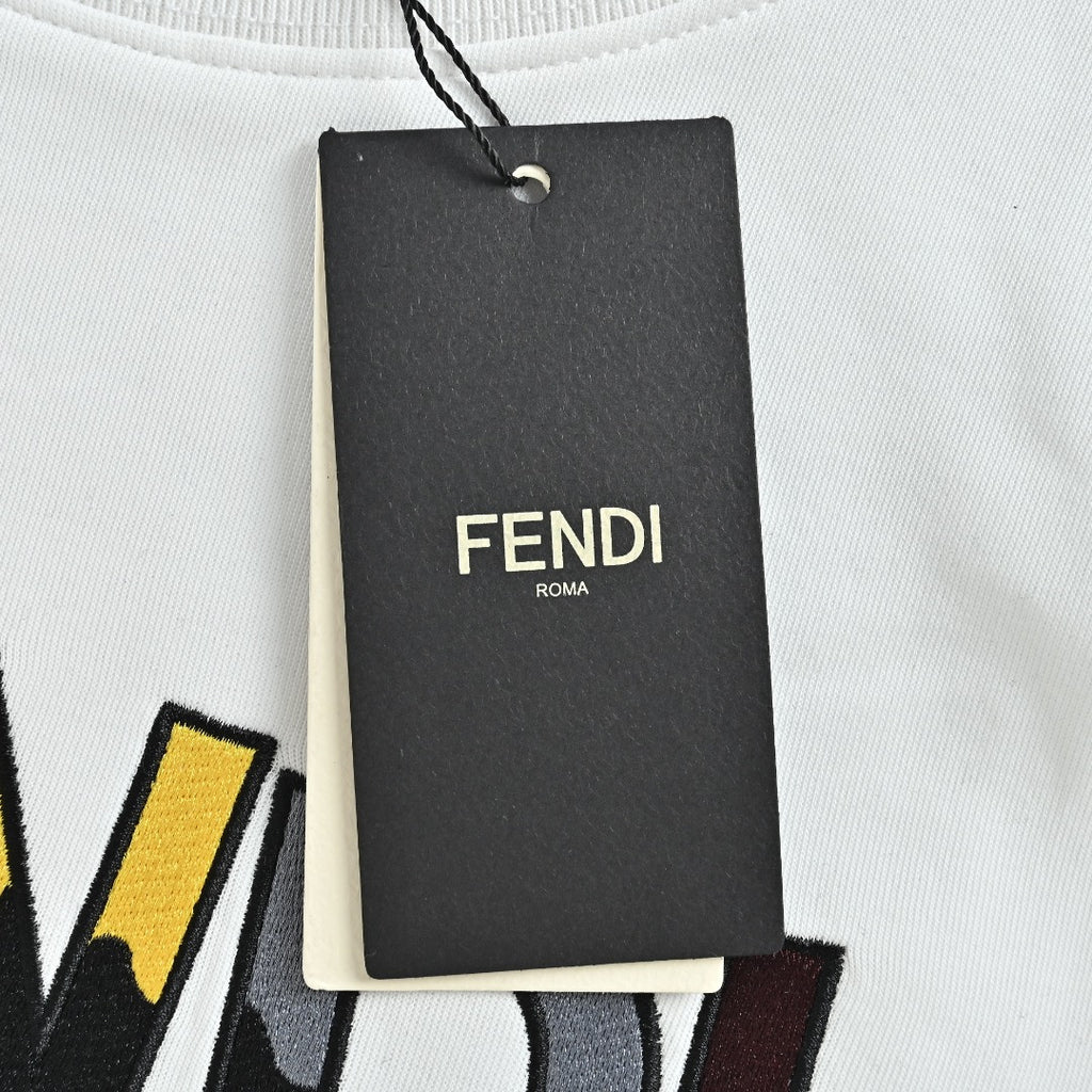 Fendi White Cartoon-Style Logo Crewneck Sweatshirt