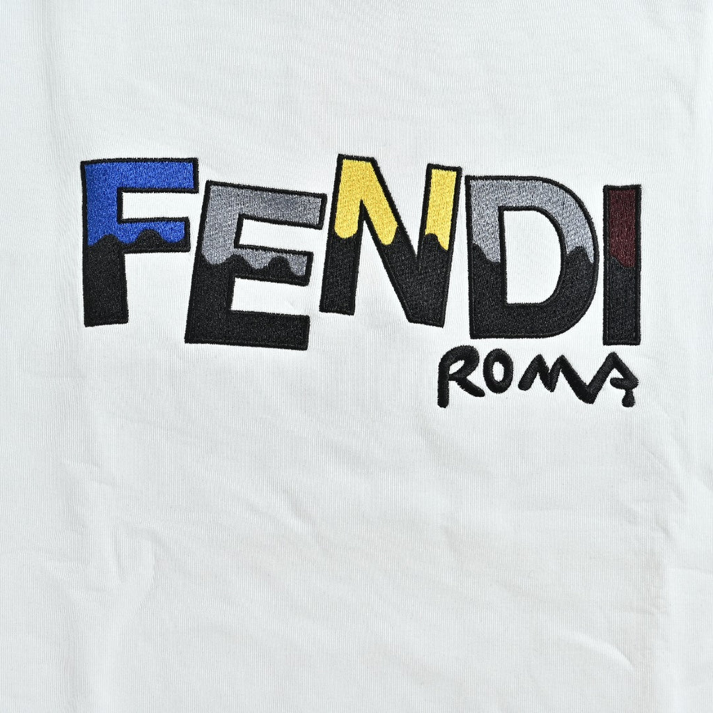 Fendi White Cartoon-Style Logo Crewneck Sweatshirt