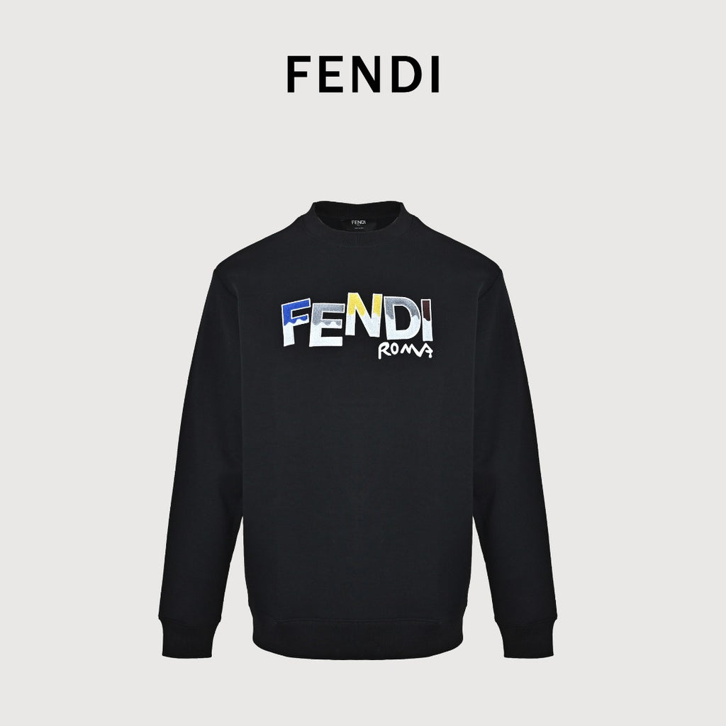 Fendi Black Cartoon-Style Logo Crewneck Sweatshirt