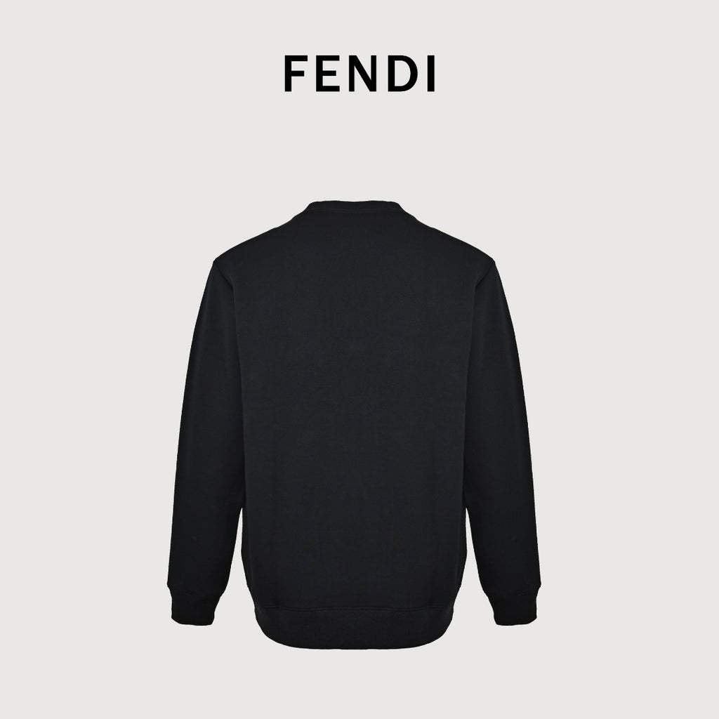 Fendi Black Cartoon-Style Logo Crewneck Sweatshirt