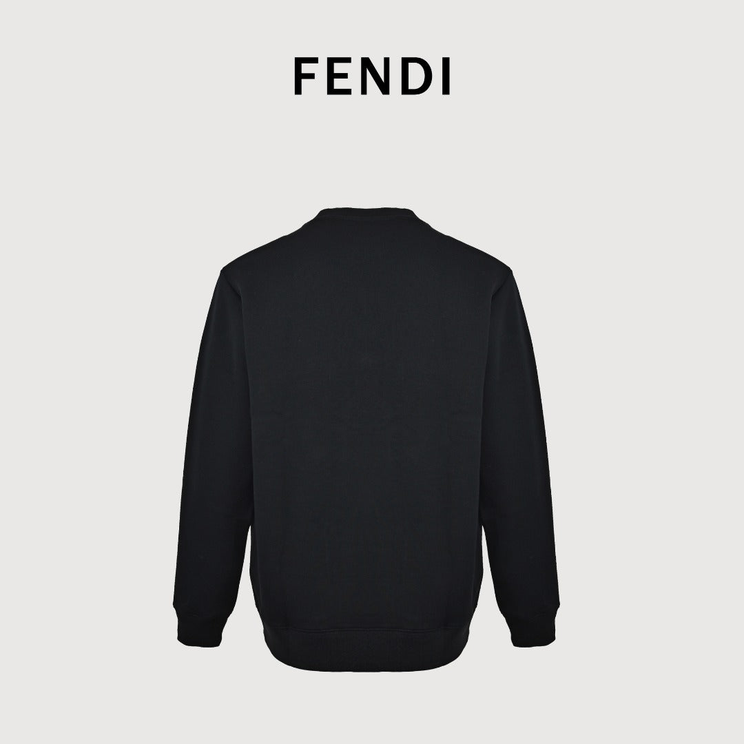Fendi Black Cartoon-Style Logo Crewneck Sweatshirt