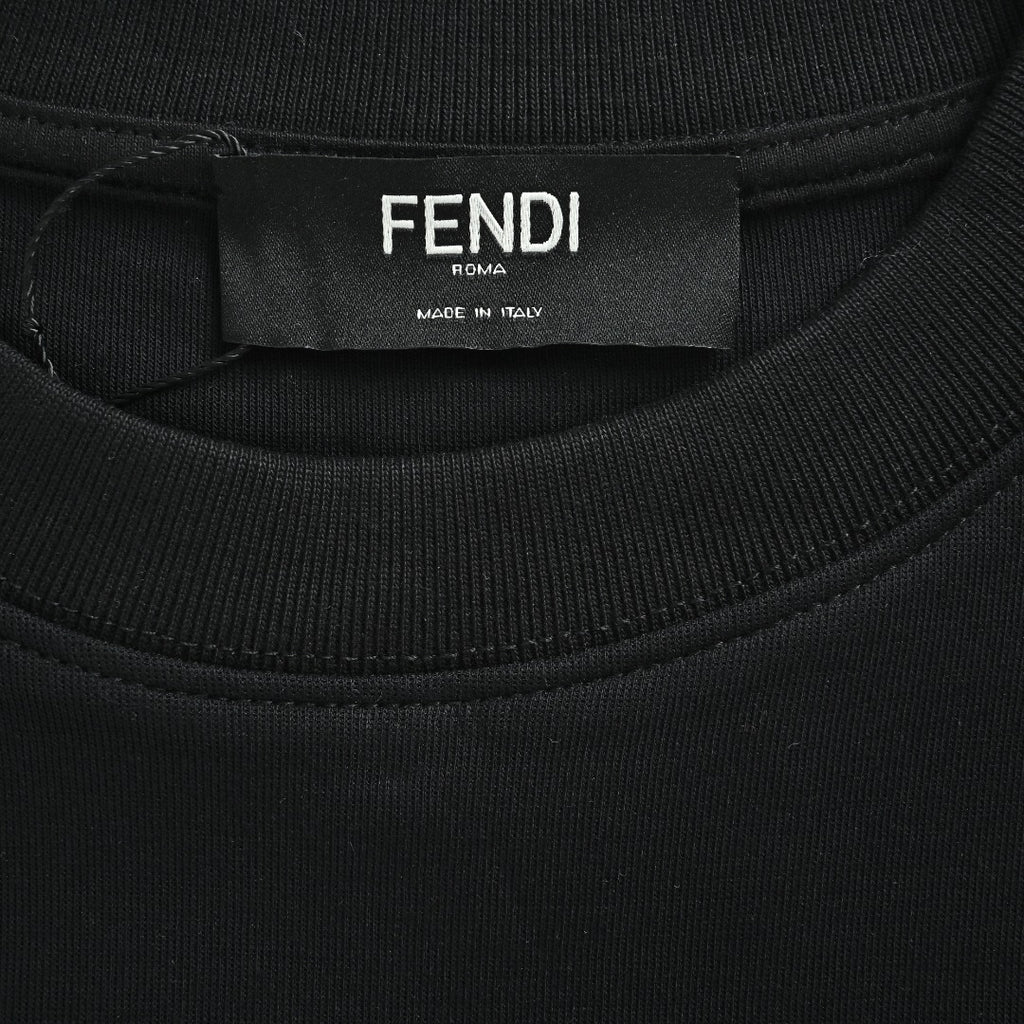 Fendi Black Cartoon-Style Logo Crewneck Sweatshirt